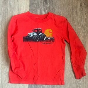 Carhartt Kids Bright Red Tractor Graphic Long Sleeve Tee